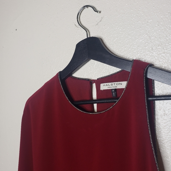 Halston Heritage One-Shoulder Mini Dress in Burgundy - Picture 7 of 10